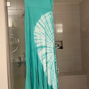 Tie dye strapless maxi dress